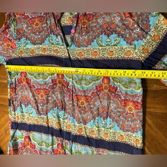 Antica Sartoria Italy Cotton Button Up Shirt Size 2 US Medium Boho Artsy - Picture 8 of 8